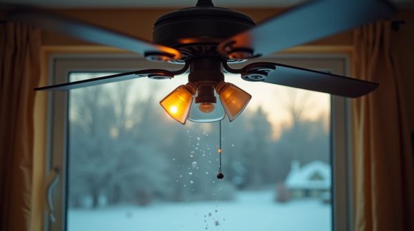 Le sens de rotation d'un ventilateur de plafond change tout en hiver